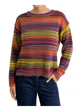 Maglione multicolor con righe girocollo